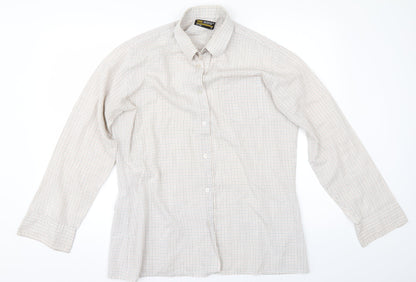 Mens UK Size 16 BHS Beige  Button-Up Long Sleeve Casual Shirt