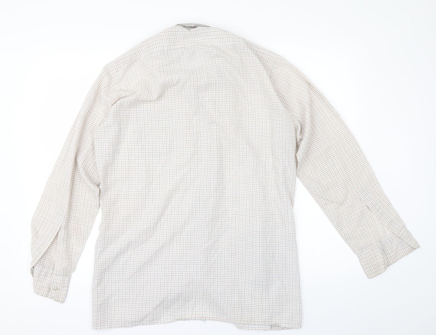 Mens UK Size 16 BHS Beige  Button-Up Long Sleeve Casual Shirt