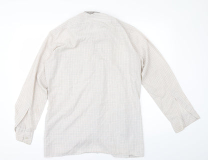 Mens UK Size 16 BHS Beige  Button-Up Long Sleeve Casual Shirt