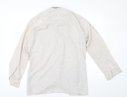 Mens UK Size 16 BHS Beige  Button-Up Long Sleeve Casual Shirt