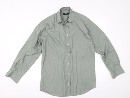 Mens UK Size 14.5 Marks and Spencer Green  Button-Up Long Sleeve Casual Shirt