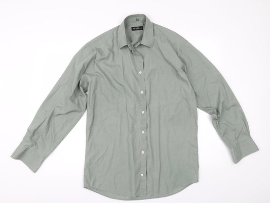 Mens UK Size 14.5 Marks and Spencer Green  Button-Up Long Sleeve Casual Shirt