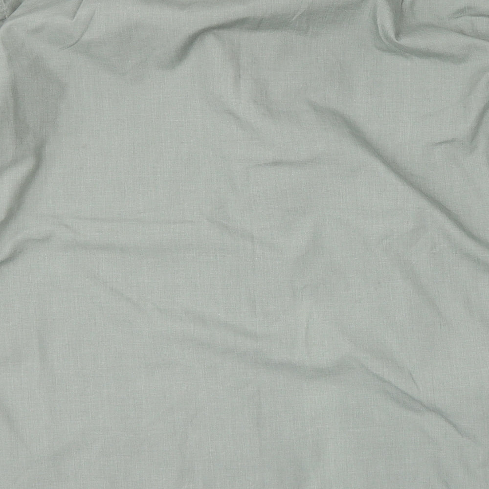 Mens UK Size 14.5 Marks and Spencer Green  Button-Up Long Sleeve Casual Shirt