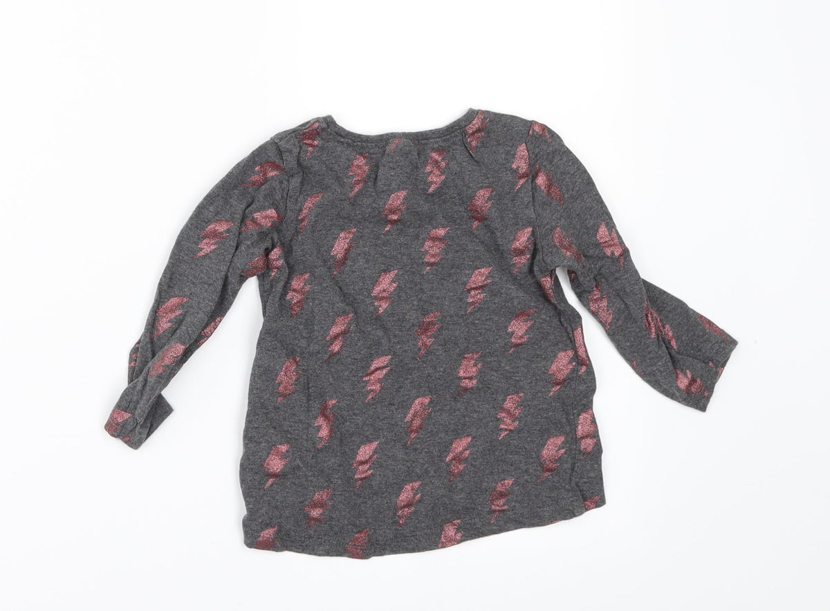 Next Girls Grey Geometric  Basic T-Shirt Size 12-18 Months