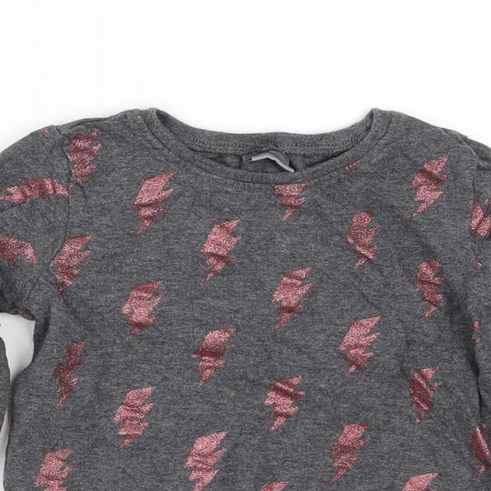 Next Girls Grey Geometric  Basic T-Shirt Size 12-18 Months