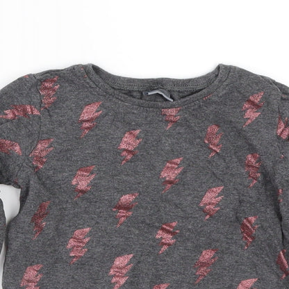 Next Girls Grey Geometric  Basic T-Shirt Size 12-18 Months