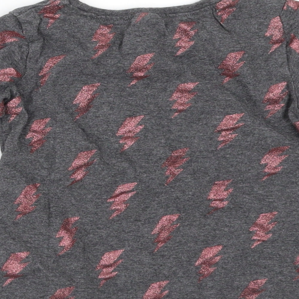 Next Girls Grey Geometric  Basic T-Shirt Size 12-18 Months