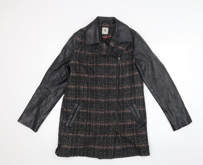TU Womens Black Geometric  Jacket Coat Size 10