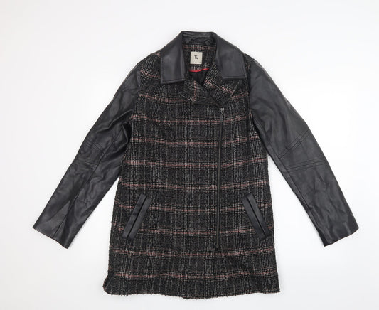 TU Womens Black Geometric  Jacket Coat Size 10