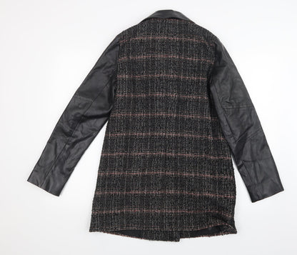 TU Womens Black Geometric  Jacket Coat Size 10