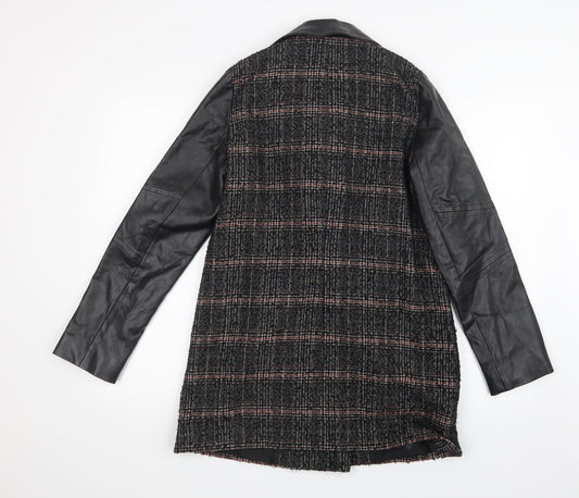 TU Womens Black Geometric  Jacket Coat Size 10