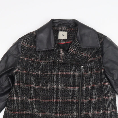 TU Womens Black Geometric  Jacket Coat Size 10