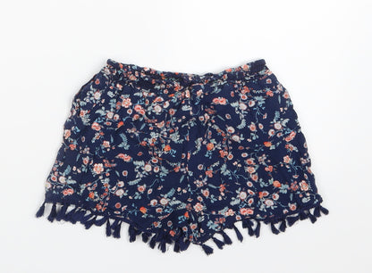 Shosho Girls Blue Floral  Boyfriend Shorts Size 7-8 Years