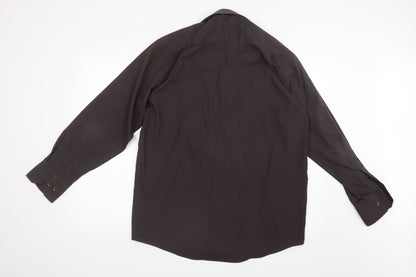 Mens UK Size 16 Cedar Wood State Brown  Button-Up Long Sleeve Casual Shirt