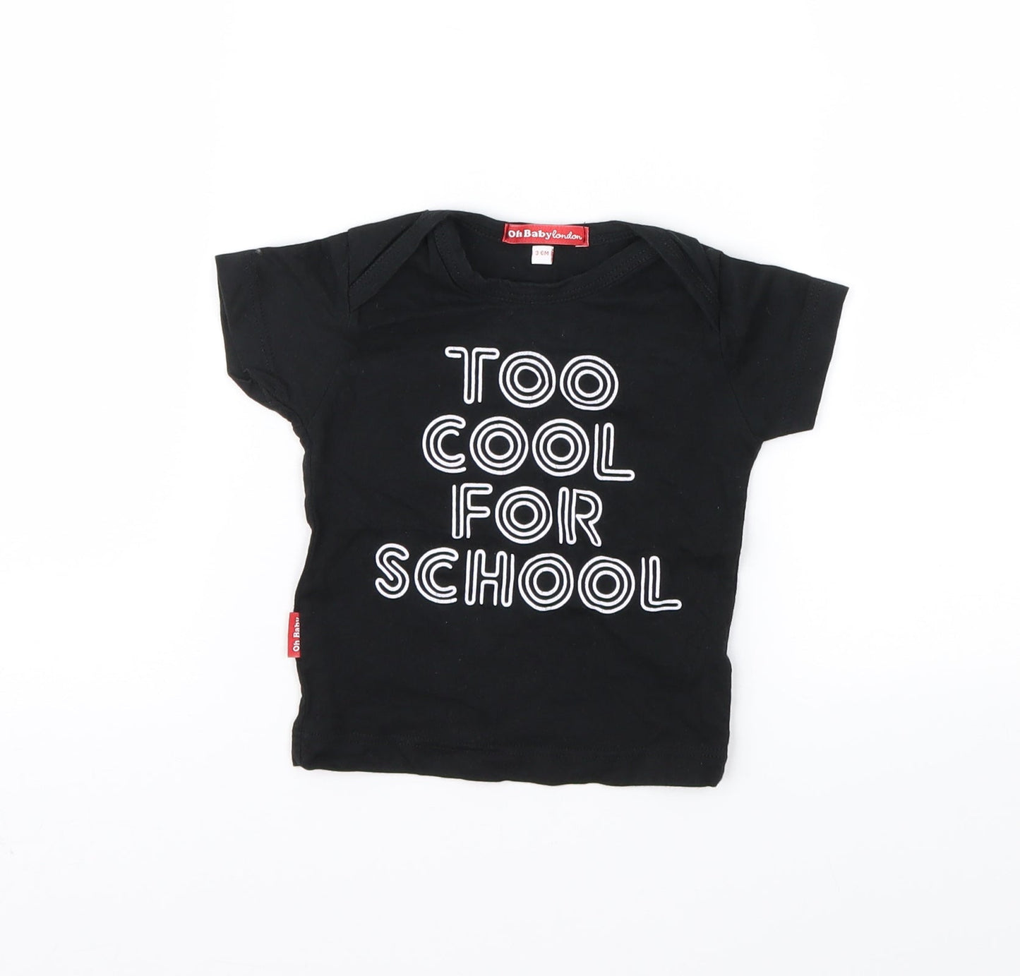 Oh Baby Baby Black   Basic T-Shirt Size 3-6 Months