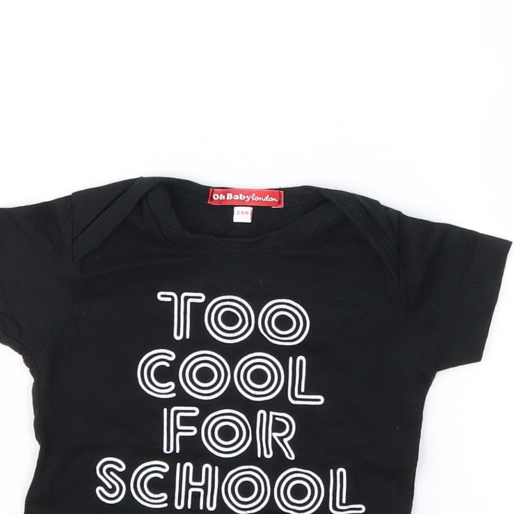Oh Baby Baby Black   Basic T-Shirt Size 3-6 Months