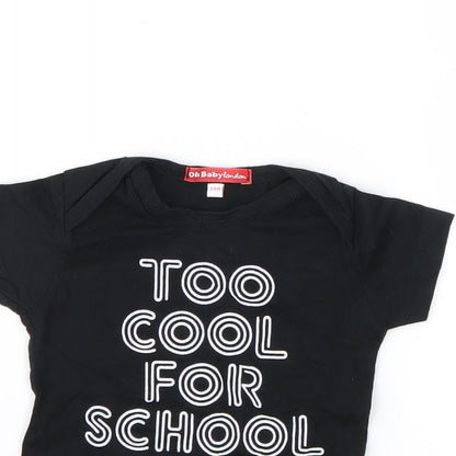 Oh Baby Baby Black   Basic T-Shirt Size 3-6 Months