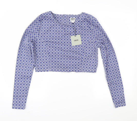 Womens UK Size 16 ASOS Blue Cropped Blouse
