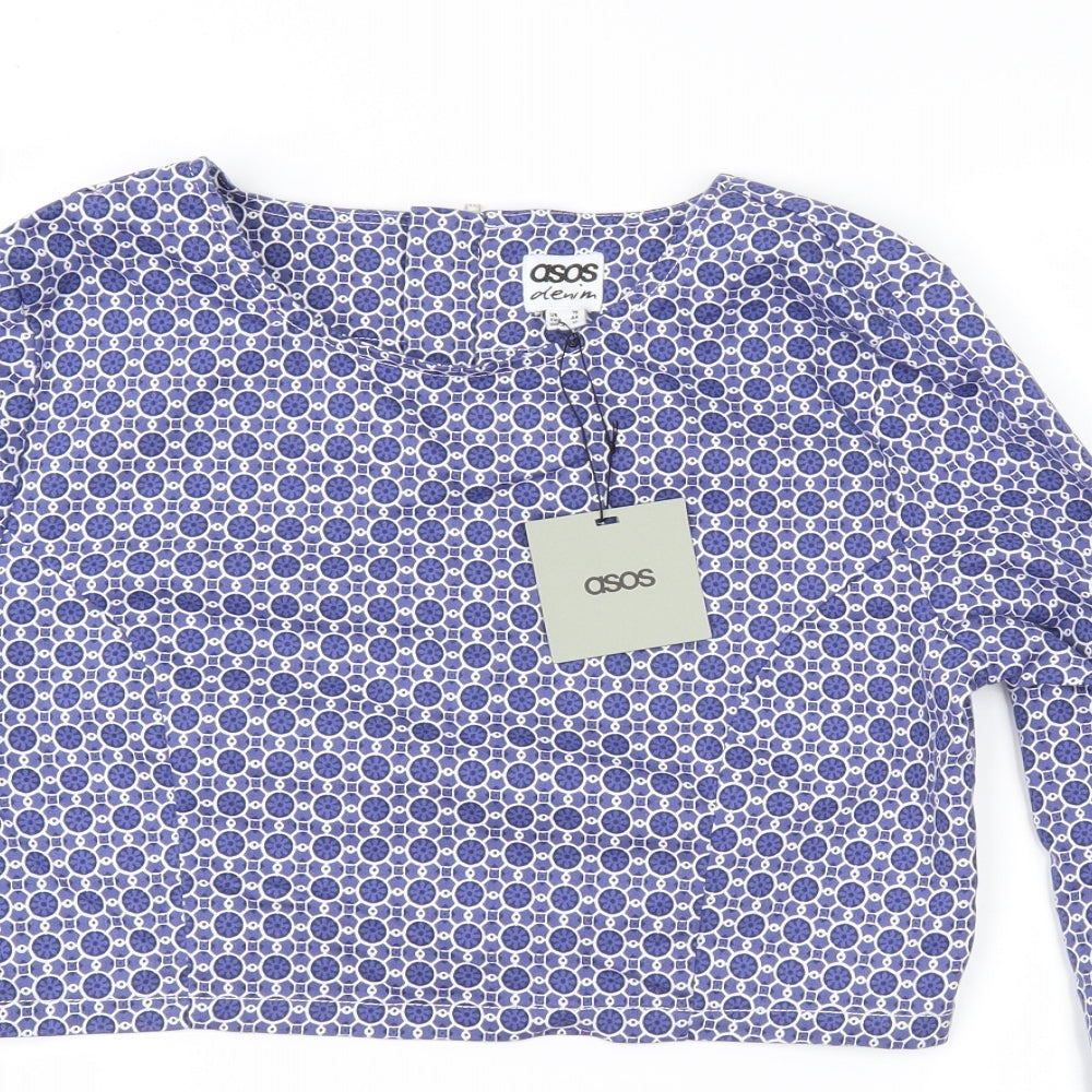 Womens UK Size 16 ASOS Blue Cropped Blouse