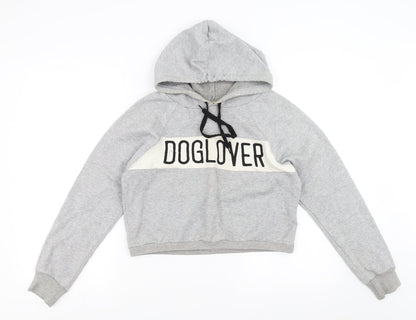 Preworn Womens Grey   Pullover Hoodie Size M  - cropped dog lover