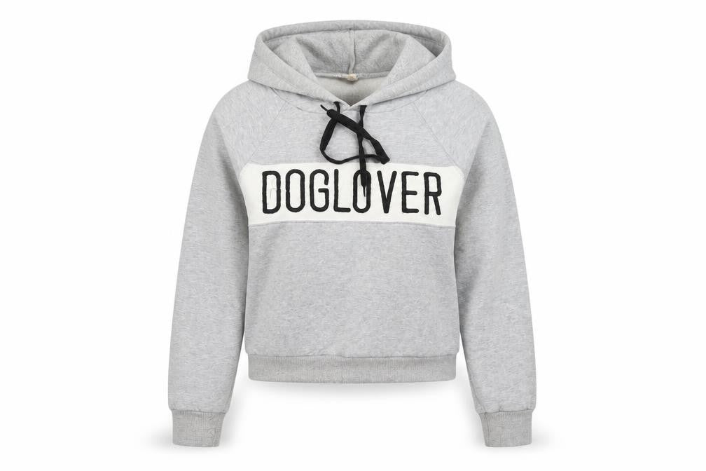 Womens Grey   Pullover Hoodie Size M  - cropped dog lover