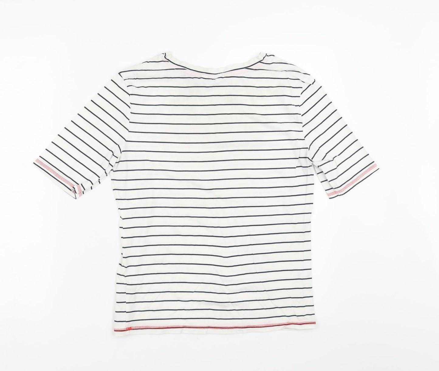 Marks and Spencer Womens White Striped  Top Pyjama Top Size 8  - happy