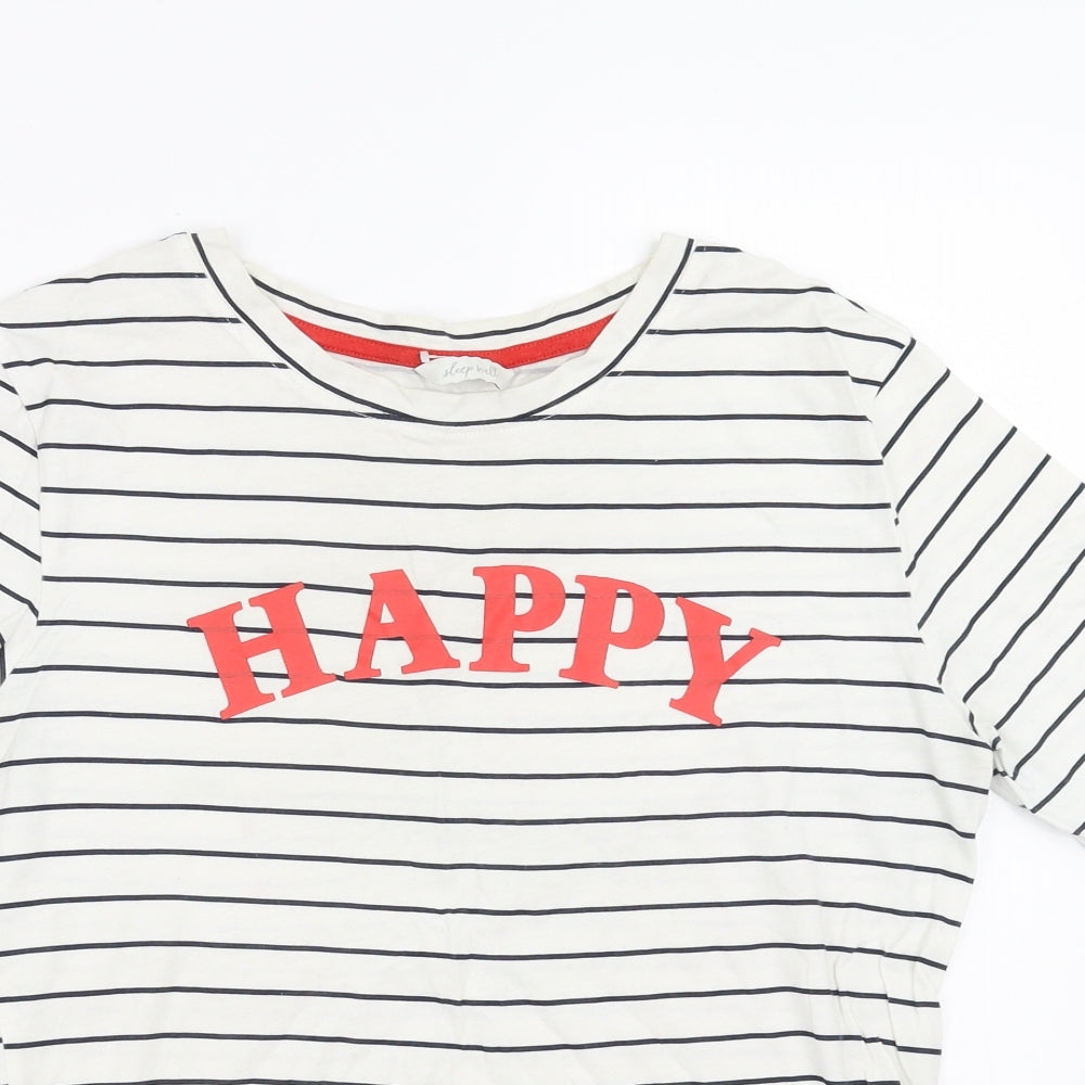 Marks and Spencer Womens White Striped  Top Pyjama Top Size 8  - happy