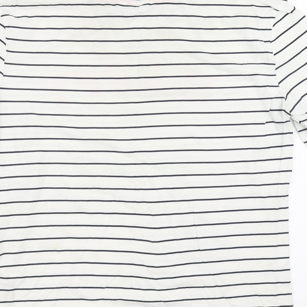 Marks and Spencer Womens White Striped  Top Pyjama Top Size 8  - happy