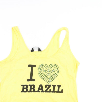 Womens UK Size 14 Dorothy Perkins Yellow Basic Tank