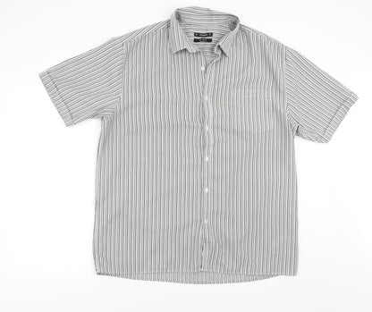 Mens UK Size XL Dunnes Stores Grey  Button-Up Short Sleeve Casual Shirt