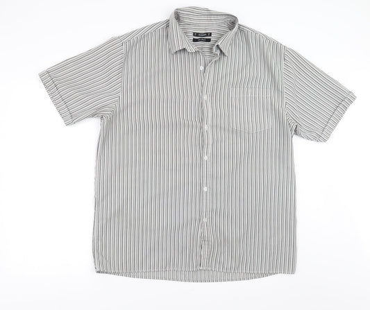 Mens UK Size XL Dunnes Stores Grey  Button-Up Short Sleeve Casual Shirt