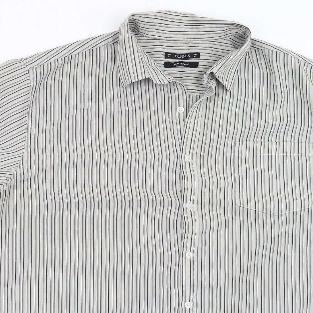 Mens UK Size XL Dunnes Stores Grey  Button-Up Short Sleeve Casual Shirt