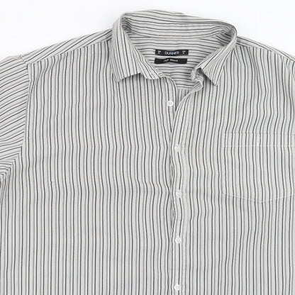 Mens UK Size XL Dunnes Stores Grey  Button-Up Short Sleeve Casual Shirt