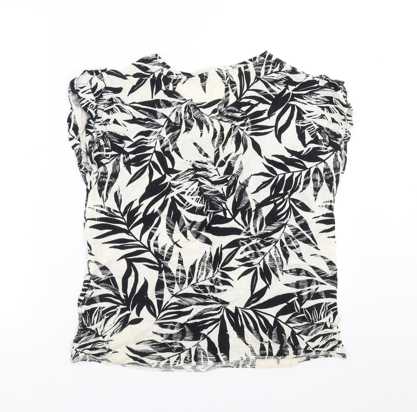 Primark Womens Ivory Floral  Basic Blouse Size 10  - Leaf Pattern