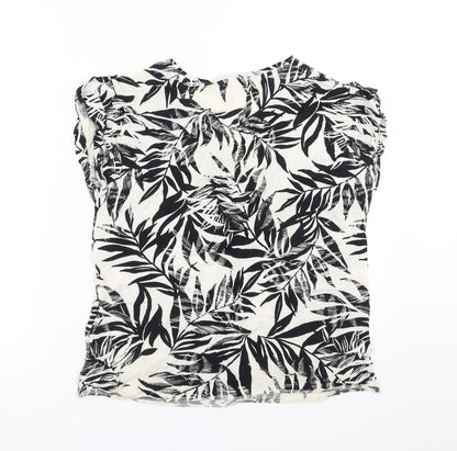 Primark Womens Ivory Floral  Basic Blouse Size 10  - Leaf Pattern