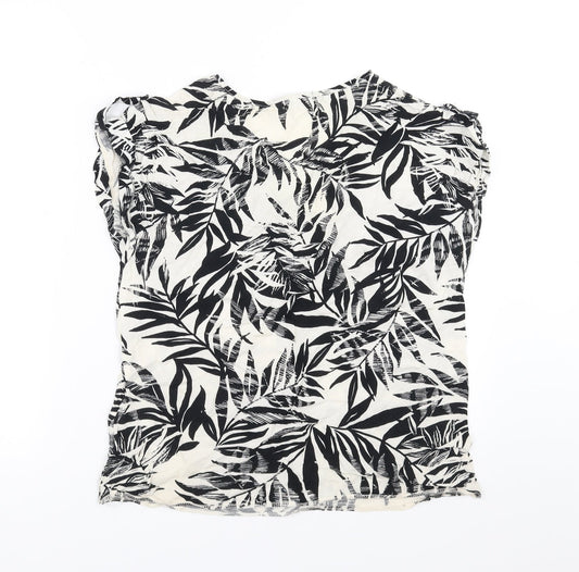 Primark Womens Ivory Floral  Basic Blouse Size 10  - Leaf Pattern