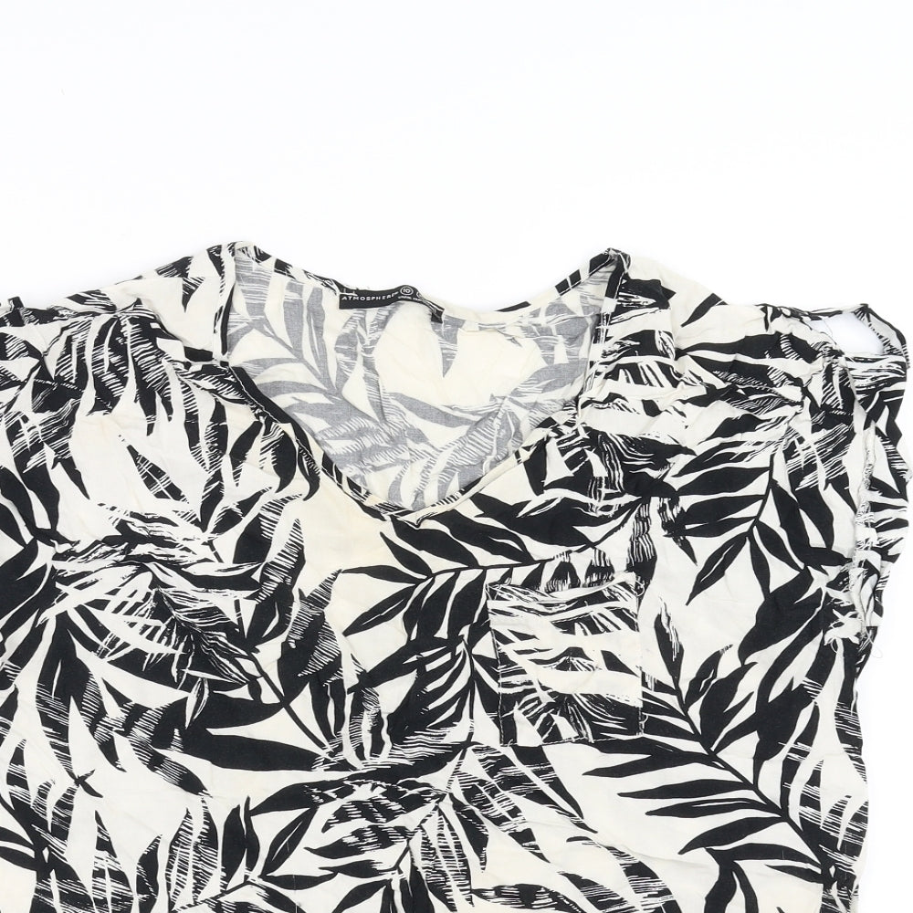 Primark Womens Ivory Floral  Basic Blouse Size 10  - Leaf Pattern