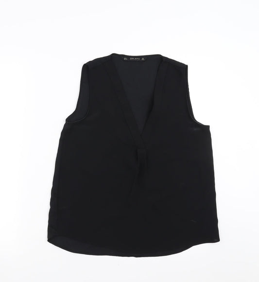 Womens UK Size S Zara Black Basic Blouse