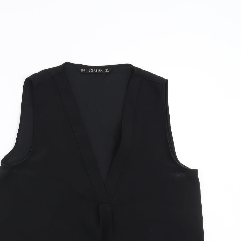 Womens UK Size S Zara Black Basic Blouse