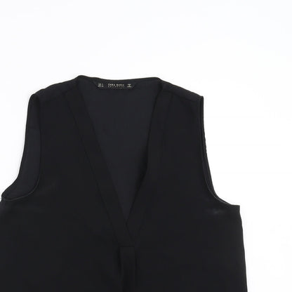 Womens UK Size S Zara Black Basic Blouse