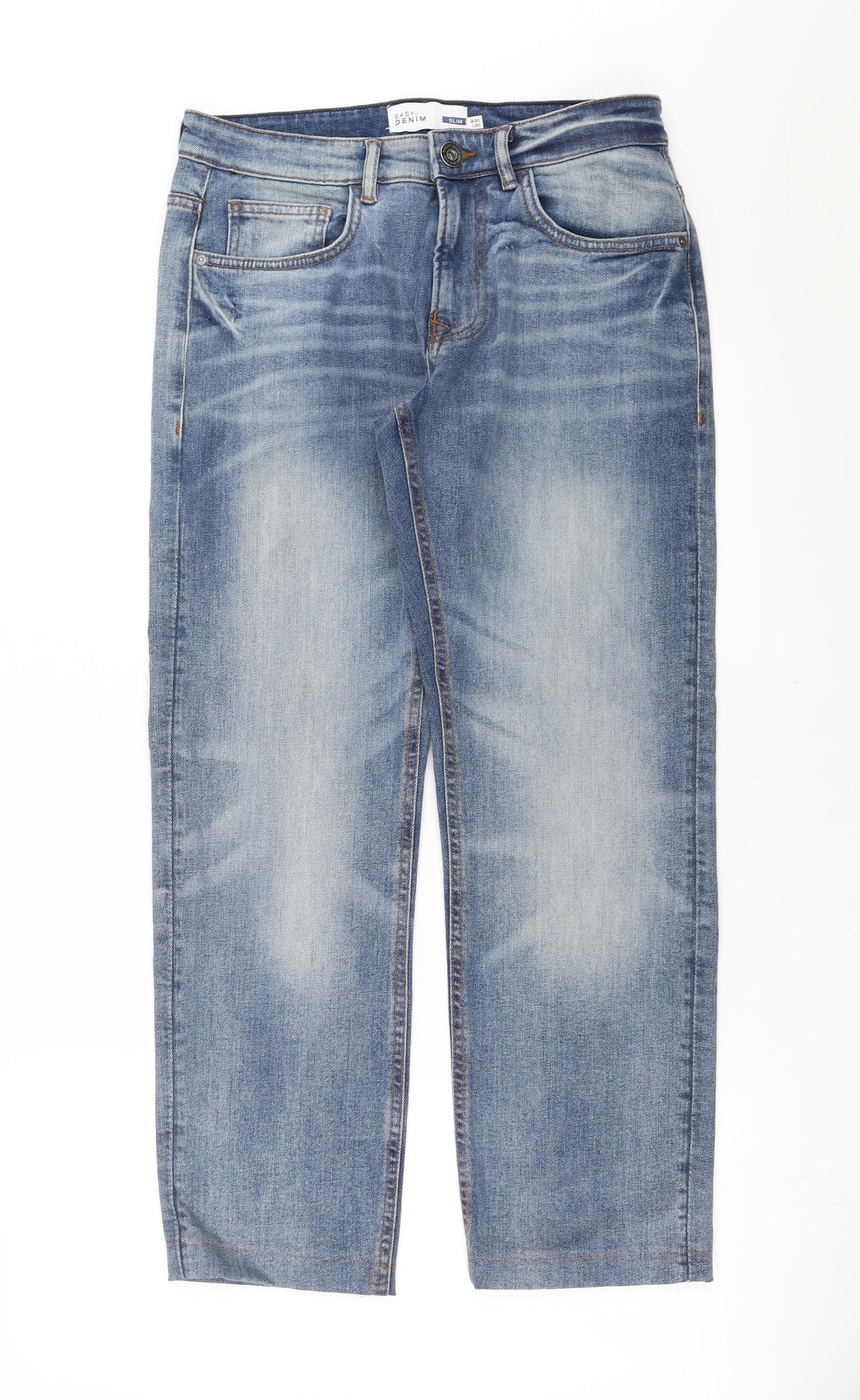 Easy Mens Blue  Denim Straight Jeans Size 30 in L27 in