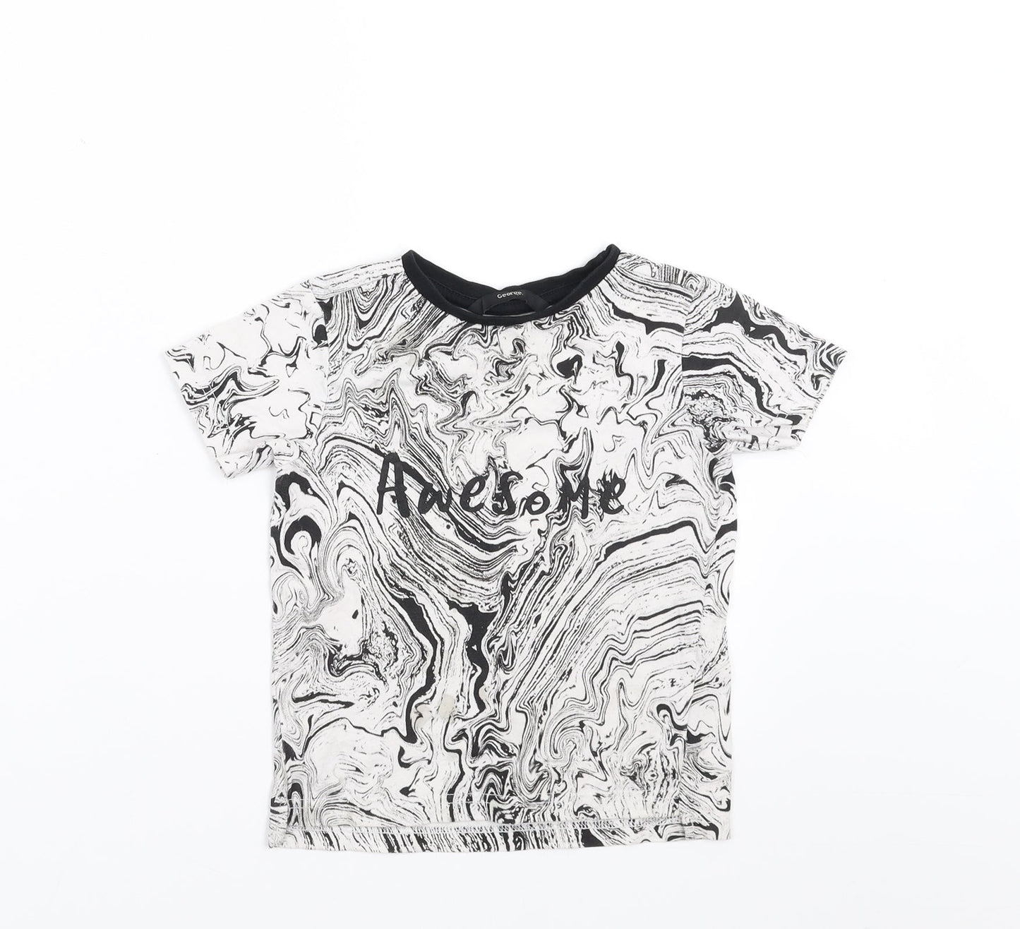 George Boys White   Basic T-Shirt Size 2-3 Years  - Marble effect