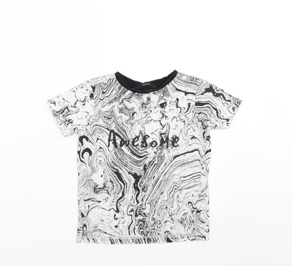 George Boys White   Basic T-Shirt Size 2-3 Years  - Marble effect