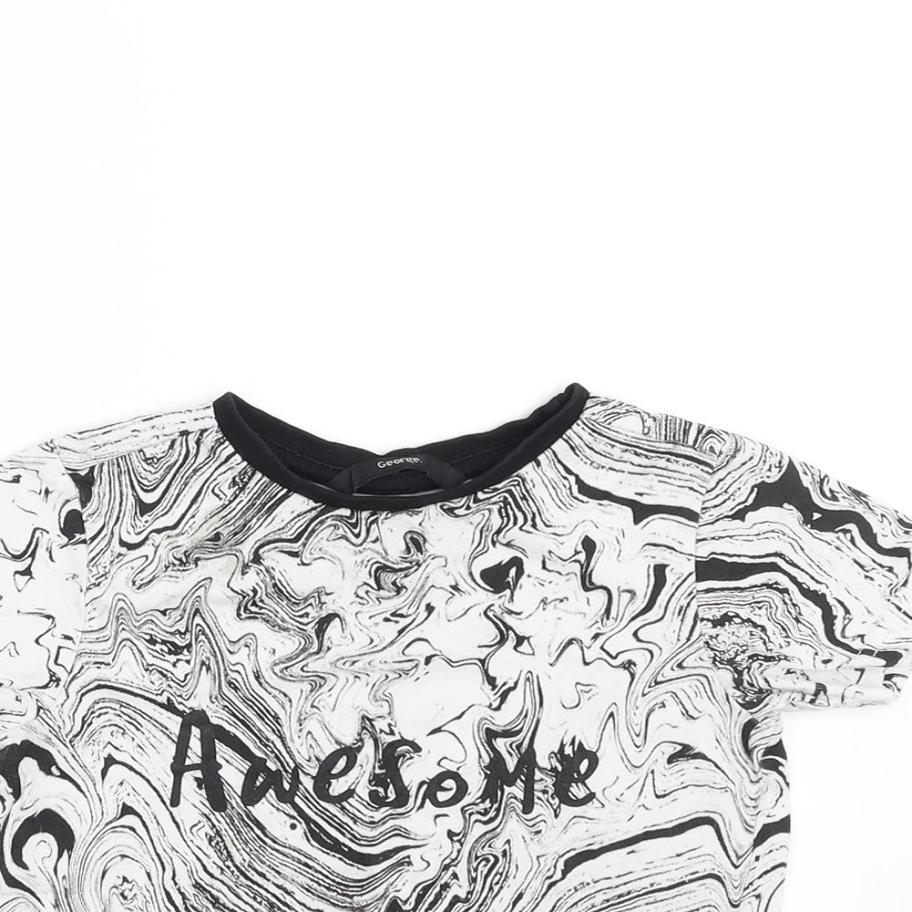 George Boys White   Basic T-Shirt Size 2-3 Years  - Marble effect