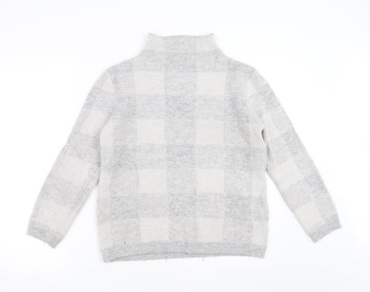 Peacocks Womens Grey Check  Pullover Jumper Size M