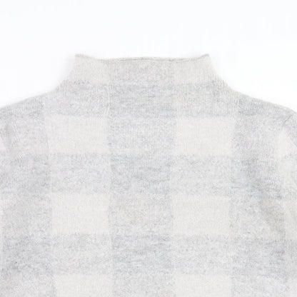 Peacocks Womens Grey Check  Pullover Jumper Size M