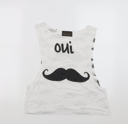 Womens UK Size M Dolls White Basic Tank