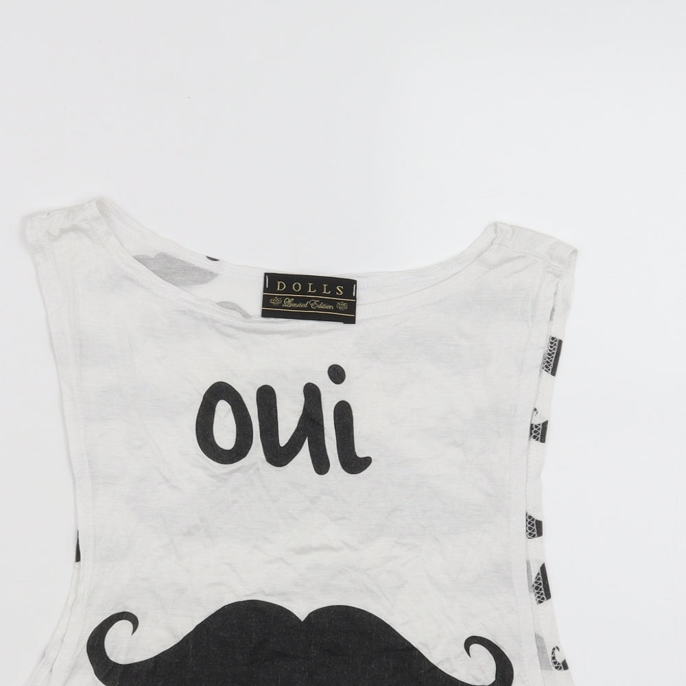 Womens UK Size M Dolls White Basic Tank