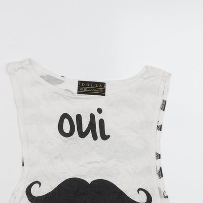 Womens UK Size M Dolls White Basic Tank