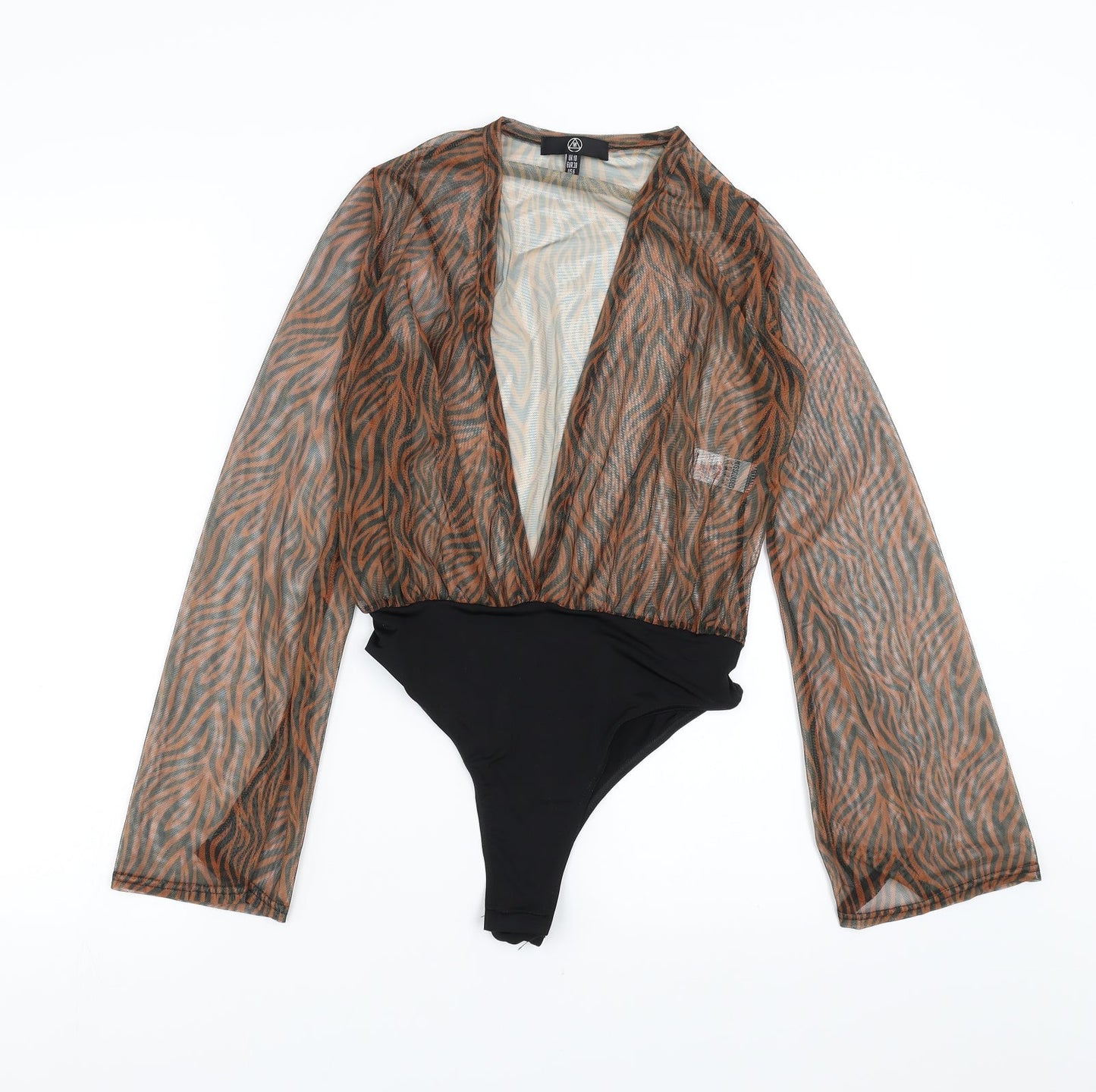 Missguided Womens Brown Animal Print  Bodysuit One-Piece Size 10